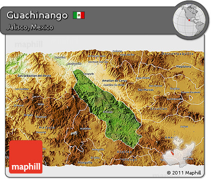 Satellite 3D Map of Guachinango, physical outside