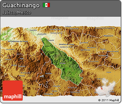 Satellite 3D Map of Guachinango, physical outside
