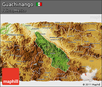 Satellite 3D Map of Guachinango, physical outside