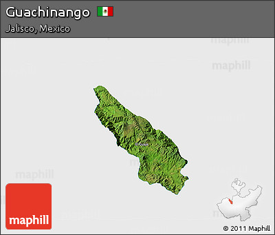 Satellite 3D Map of Guachinango, single color outside