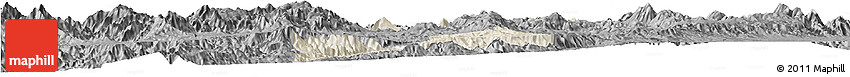 Shaded Relief Horizon Map of Guachinango, darken, desaturated