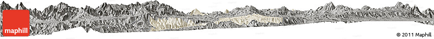 Shaded Relief Horizon Map of Guachinango, darken, semi-desaturated