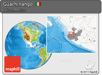 Physical Location Map of Guachinango, highlighted country, highlighted parent region