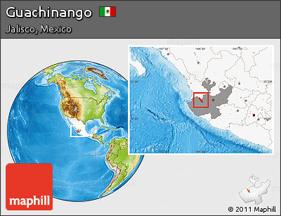 Physical Location Map of Guachinango, highlighted country, highlighted parent region