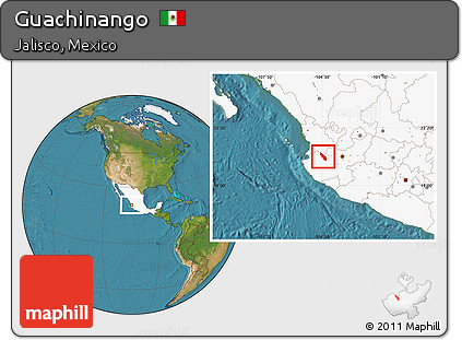 Satellite Location Map of Guachinango, highlighted country