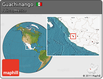 Satellite Location Map of Guachinango, highlighted country