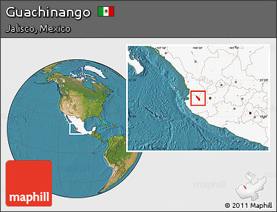 Satellite Location Map of Guachinango, highlighted country