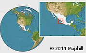 Satellite Location Map of Guachinango, highlighted country, highlighted parent region, within the entire country