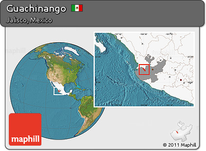 Satellite Location Map of Guachinango, highlighted country, highlighted parent region