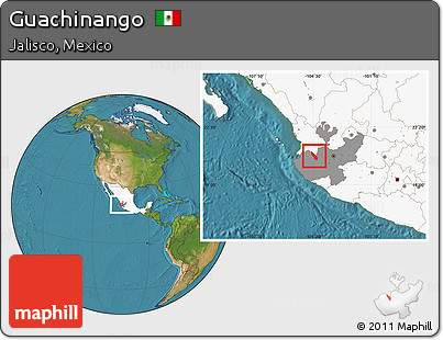 Satellite Location Map of Guachinango, highlighted country, highlighted parent region