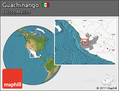 Satellite Location Map of Guachinango, highlighted country, highlighted parent region