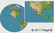 Satellite Location Map of Guachinango, highlighted parent region, within the entire country