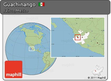 Savanna Style Location Map of Guachinango, highlighted parent region