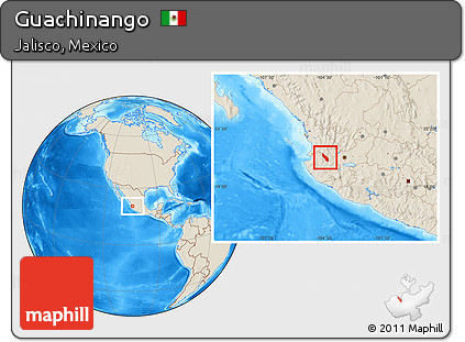 Shaded Relief Location Map of Guachinango