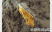 Physical Map of Guachinango, darken, semi-desaturated