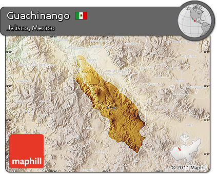 Physical Map of Guachinango, lighten