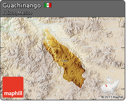 Physical Map of Guachinango, lighten