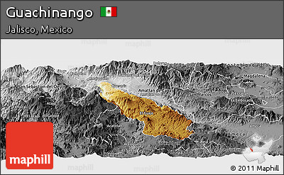Physical Panoramic Map of Guachinango, desaturated