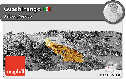 Physical Panoramic Map of Guachinango, desaturated