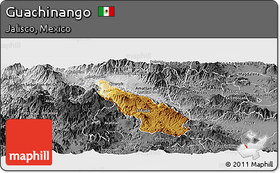 Physical Panoramic Map of Guachinango, desaturated
