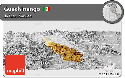 Physical Panoramic Map of Guachinango, lighten, desaturated