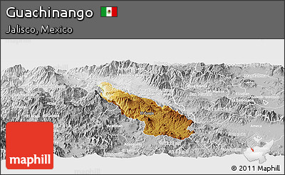 Physical Panoramic Map of Guachinango, lighten, desaturated