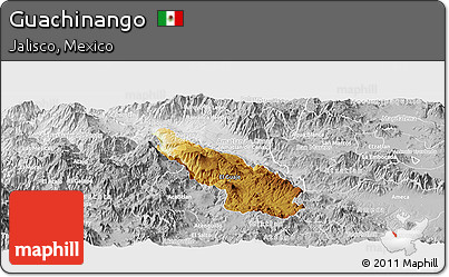 Physical Panoramic Map of Guachinango, lighten, desaturated