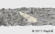 Shaded Relief Panoramic Map of Guachinango, darken, semi-desaturated