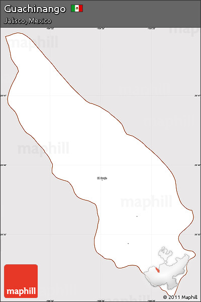 Classic Style Simple Map of Guachinango, cropped outside