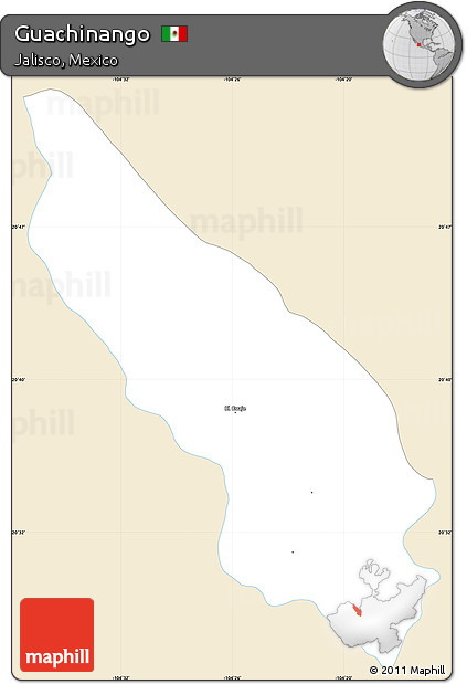 Classic Style Simple Map of Guachinango, single color outside