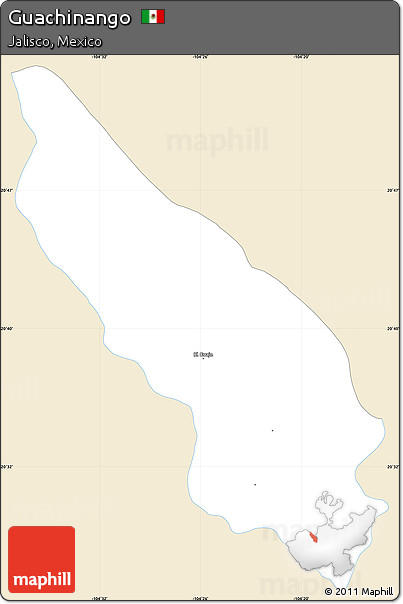 Classic Style Simple Map of Guachinango, single color outside