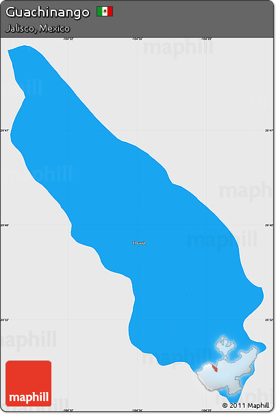 Political Simple Map of Guachinango, single color outside