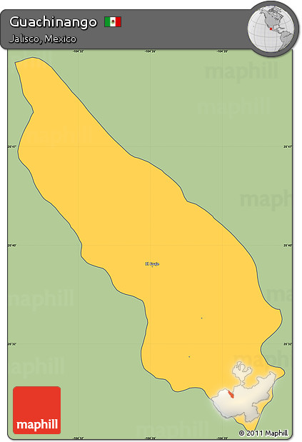 Savanna Style Simple Map of Guachinango, cropped outside