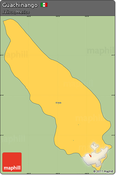 Savanna Style Simple Map of Guachinango, cropped outside