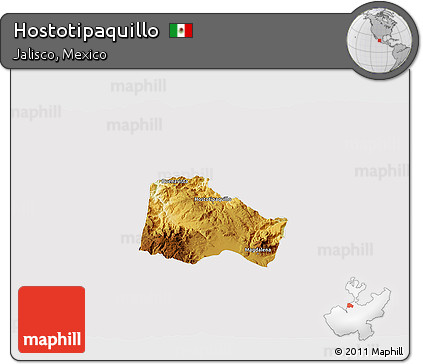 Physical 3D Map of Hostotipaquillo, cropped outside