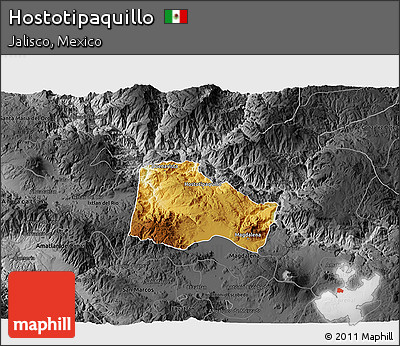 Physical 3D Map of Hostotipaquillo, darken, desaturated