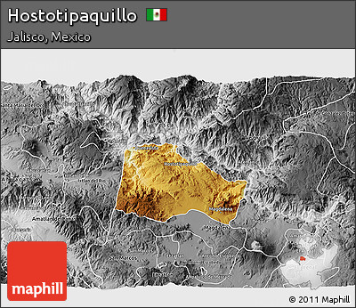 Physical 3D Map of Hostotipaquillo, desaturated