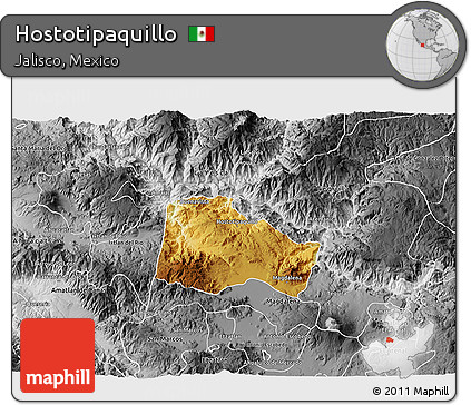 Physical 3D Map of Hostotipaquillo, desaturated
