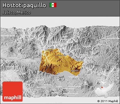 Physical 3D Map of Hostotipaquillo, lighten, desaturated
