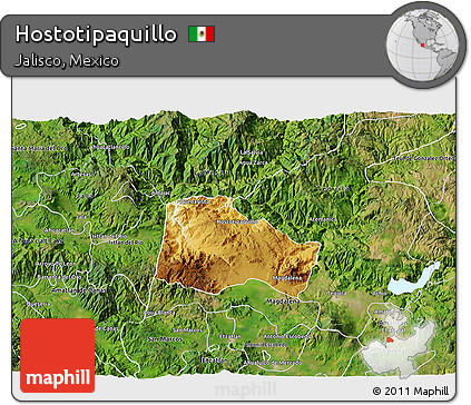 Physical 3D Map of Hostotipaquillo, satellite outside