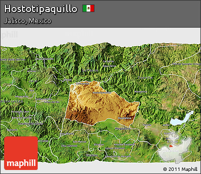 Physical 3D Map of Hostotipaquillo, satellite outside
