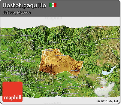 Physical 3D Map of Hostotipaquillo, satellite outside