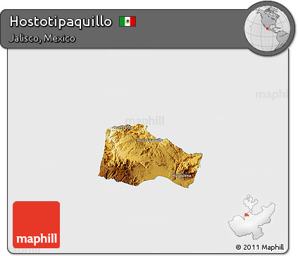 Physical 3D Map of Hostotipaquillo, single color outside