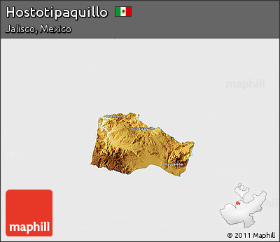 Physical 3D Map of Hostotipaquillo, single color outside