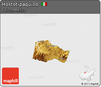Physical 3D Map of Hostotipaquillo, single color outside