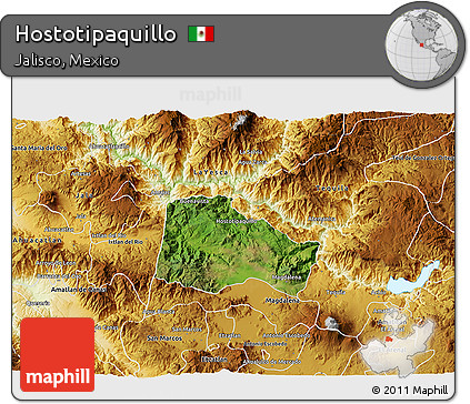 Satellite 3D Map of Hostotipaquillo, physical outside