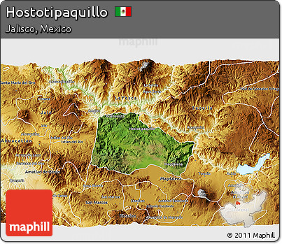 Satellite 3D Map of Hostotipaquillo, physical outside