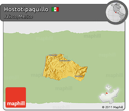 Savanna Style 3D Map of Hostotipaquillo, single color outside