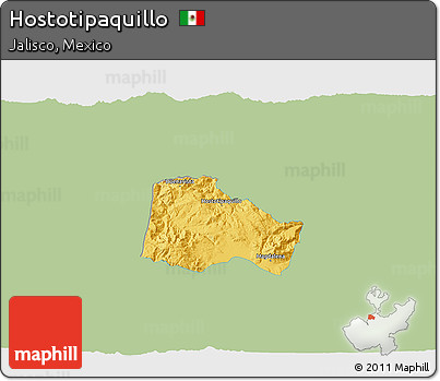 Savanna Style 3D Map of Hostotipaquillo, single color outside