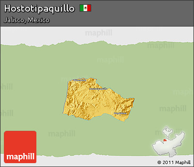 Savanna Style 3D Map of Hostotipaquillo, single color outside